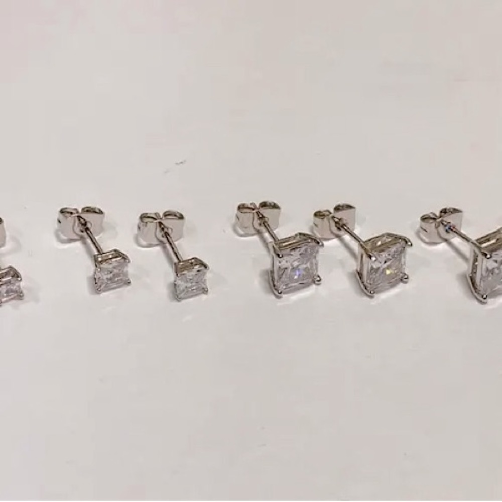 4 Pairs Cubic Zirconia Earrings Stainless Steel in Great Conditions